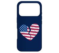 Custodia per iPhone 17 Pro Bandiera americana USA Cuore spezzato - Crepacuore a forma di cuore