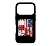Custodia per iPhone 17 Pro Bandiera USA Gibilterra invecchiata - metà americana