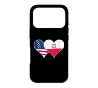 Custodia per iPhone 17 Pro Bandiere USA e Polonia - Cuori vintage americani e polacchi