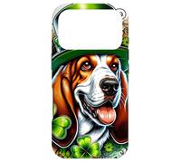Custodia per iPhone 17 Pro Basset Hound Dog St Patricks Day Opera d'arte
