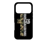 Custodia per iPhone 17 Pro Beato Papà Forte Fede Camo Croce Paternità Cristiana