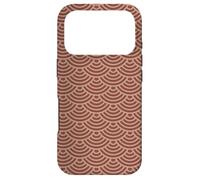 Custodia per iPhone 17 Pro Beige Brown Semicircle Curves Seigaiha Geometric Pattern