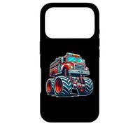 Custodia per iPhone 17 Pro Big Wheels Fire Truck Firefighter Kids Boys Monster Truck