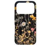 Custodia per iPhone 17 Pro Black Boho Aesthetic Mixed Flowers Pressed Flower