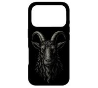 Custodia per iPhone 17 Pro Black Goat Phillip Corned Beast Head Gothic Print
