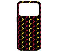 Custodia per iPhone 17 Pro Black Red Yellow Waves Curve Curl Vertical Patriotic Pattern