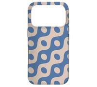 Custodia per iPhone 17 Pro Blue Beige Cream Chained Ovals Circles Wavy Lines Pattern