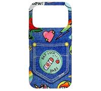 Custodia per iPhone 17 Pro Blue Denim Patch Pattern Bad Luck Babe 90s Design Estetico