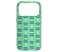 Custodia per iPhone 17 Pro Blue Green Scales Waves Arcs Mid-Century Pattern