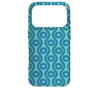 Custodia per iPhone 17 Pro Blue Teal Wavy Lines Circles Ovals 1960s Retro Pattern