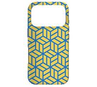 Custodia per iPhone 17 Pro Blue Yellow Cubes Hexagons Geometric Lines Optical Pattern