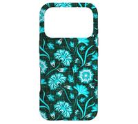 Custodia per iPhone 17 Pro Boho Flowers Bold Aqua Ocean Disegnato A Mano Fiori Tropicali