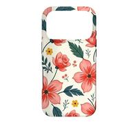 Custodia per iPhone 17 Pro Bold Teal verde foglie rosso rosa fiori floreali