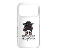 Custodia per iPhone 17 Pro Boston Terrier Kinda Busy Being A Dog Mom Messy Bun