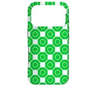 Custodia per iPhone 17 Pro Bright Green Cream Repeated Octagons Connected Pattern