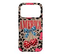 Custodia per iPhone 17 Pro Brown Cheetah America Girls Leopard Print Cherry E Bow