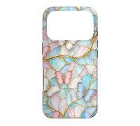 Custodia per iPhone 17 Pro Butterfly Pink White Blue Stained Art Stain Butterflies