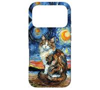Custodia per iPhone 17 Pro Calico Cat Starry Night Opera d'arte capelli lunghi colorato Kitty Art