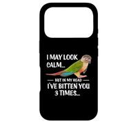 Custodia per iPhone 17 Pro Camicia verde Cheek Conure I May Look Calm Conure