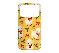 Custodia per iPhone 17 Pro Campana con fiocco di agnello giallo senape rosso per Natale