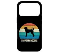 Custodia per iPhone 17 Pro Cane Labradoodle, stile vintage, I Love My Doodle
