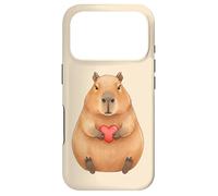 Custodia per iPhone 17 Pro Carino Capibara Holding Cuore Rosso Valentine Love