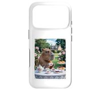 Custodia per iPhone 17 Pro Carino Capybara Sip Tea Rose Cup Cottagecore Floral Garden