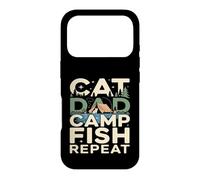 Custodia per iPhone 17 Pro Cat Dad Camp Fish Repeat divertente scena di campeggio