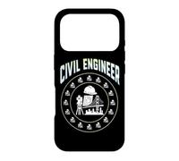 Custodia per iPhone 17 Pro Cerchio ingegnere civile distintivo cappello duro, strumento di indagine, Blueprint