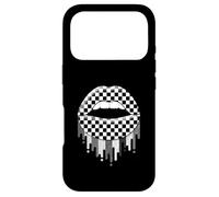 Custodia per iPhone 17 Pro Checkered Black White Lip Cute Checkerboard