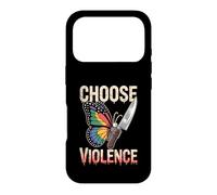 Custodia per iPhone 17 Pro Choose Violence Funny Butterfly Knife Contrasto Meme Eccentrico