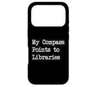 Custodia per iPhone 17 Pro Citazione divertente My Compass Points to Libraries