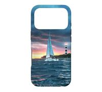 Custodia per iPhone 17 Pro Coastal Lighthouse Sailboat Ocean Sunset Scenic Artwork