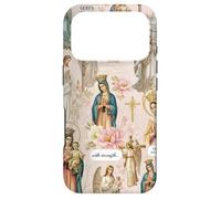 Custodia per iPhone 17 Pro Collage cristiano cattolico floreale vintage della Vergine