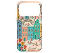 Custodia per iPhone 17 Pro Colorato, amsterdam, paesaggio, disegno, con, biciclette, e, canale, ho