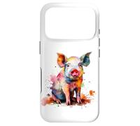 Custodia per iPhone 17 Pro Colorful Paint Splash Cute Show Pig Lover