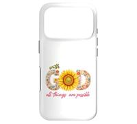 Custodia per iPhone 17 Pro Con Dio Tutte Le Cose Possibili Girasole Fede Verso