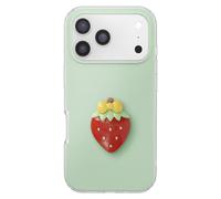 Custodia per iPhone 17 Pro con Motivo Fragola in Rilievo 3D e Bordo Rialzato