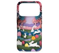 Custodia per iPhone 17 Pro Coniglio pasquale tagliato con carta, caccia alle uova