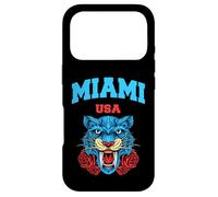 Custodia per iPhone 17 Pro Cool Miami Beach with Floral Wild Tiger Illustration Graphic