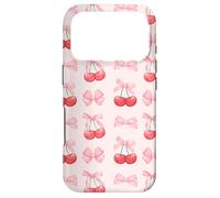 Custodia per iPhone 17 Pro Coquette Aesthetic Pink Bow and Cherry Pattern