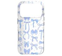 Custodia per iPhone 17 Pro Coquette Blue Bows and Ribbons Pattern Romantic Style