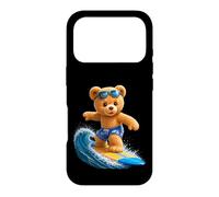 Custodia per iPhone 17 Pro Coraggioso orsacchiotto cavalcando le onde tavola da surf Shapes Mania