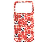 Custodia per iPhone 17 Pro Coral Red Wheels Circles Dots Art Nouveau Folk Pattern
