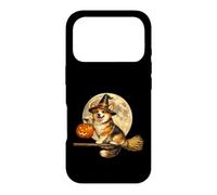 Custodia per iPhone 17 Pro Corgi Cappello da strega Jack O Lantern Pumpkin Full Moon scopa
