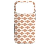 Custodia per iPhone 17 Pro Cream Beige Brown Geometric Wavy Rounded Line Pattern