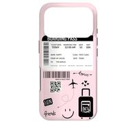 Custodia per iPhone 17 Pro Cute Airplane Boarding Travel Pass Happy Doodle Blush Pink