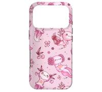 Custodia per iPhone 17 Pro Cute Axolotl Cherry Pattern For Girls Women Pink Strawberry