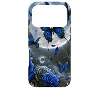 Custodia per iPhone 17 Pro Cute Blue Butterfly Rose Flower Blue Floral Butterflies Moon