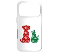 Custodia per iPhone 17 Pro Cute Cat and Dog Christmas Holiday Red Green Snowflakes Pet